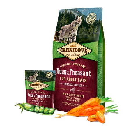 CARNILOVE CAT HAIRBALL CONTROL DUCK & PHEASANT sausā kaķu barība Pīle, fazāns 2kg